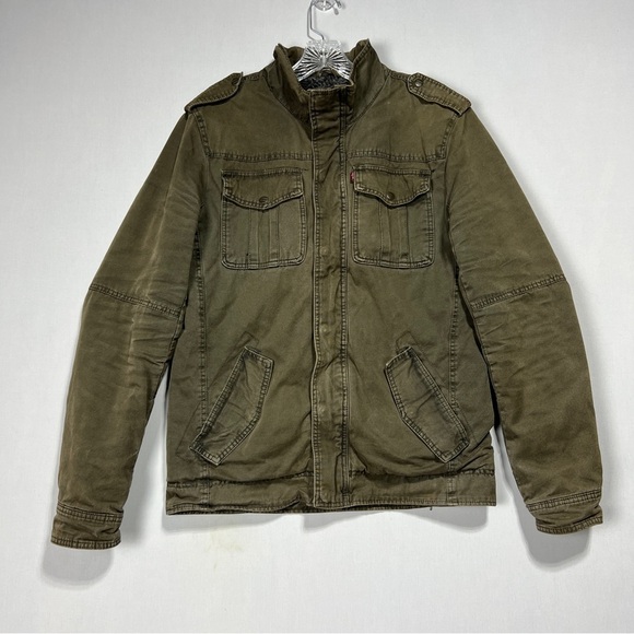 Levi's Men Olive Green Military Field Jacket with Epaulettes Size CH - Picture 1 of 10
